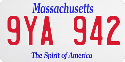 MA license plate 9YA942