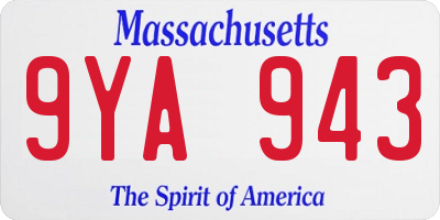 MA license plate 9YA943