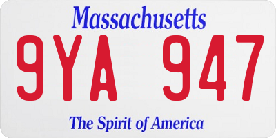 MA license plate 9YA947