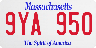 MA license plate 9YA950