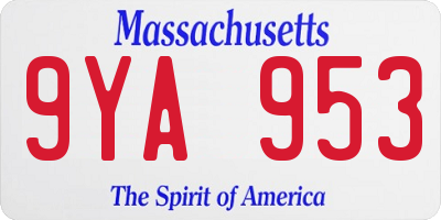 MA license plate 9YA953