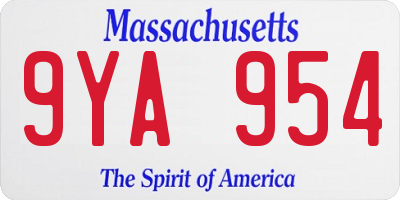 MA license plate 9YA954