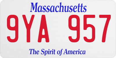 MA license plate 9YA957