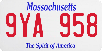 MA license plate 9YA958