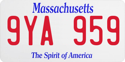 MA license plate 9YA959
