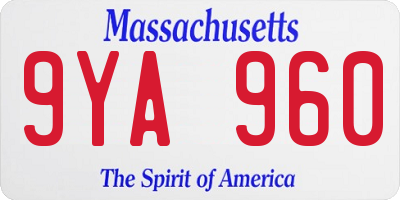 MA license plate 9YA960