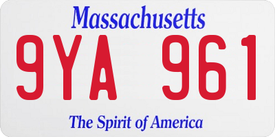 MA license plate 9YA961
