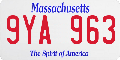 MA license plate 9YA963