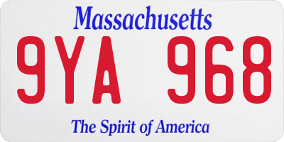 MA license plate 9YA968