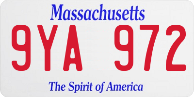 MA license plate 9YA972