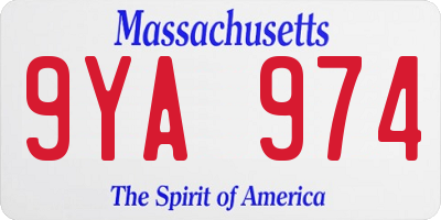 MA license plate 9YA974
