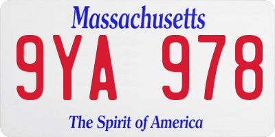 MA license plate 9YA978