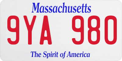 MA license plate 9YA980