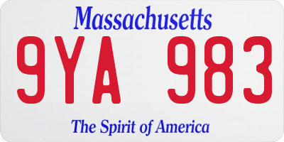 MA license plate 9YA983