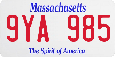 MA license plate 9YA985