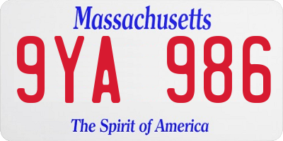 MA license plate 9YA986