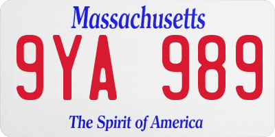 MA license plate 9YA989