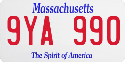 MA license plate 9YA990