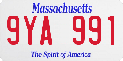 MA license plate 9YA991