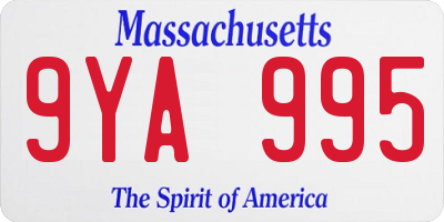 MA license plate 9YA995