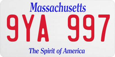 MA license plate 9YA997