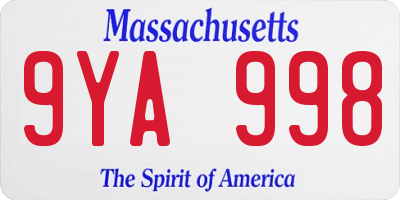 MA license plate 9YA998