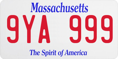 MA license plate 9YA999