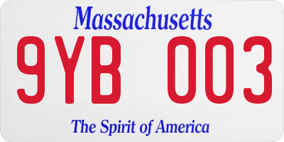 MA license plate 9YB003