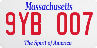MA license plate 9YB007