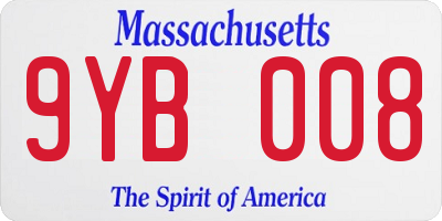 MA license plate 9YB008