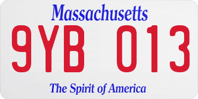 MA license plate 9YB013
