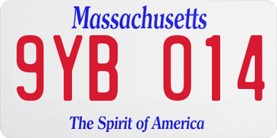 MA license plate 9YB014
