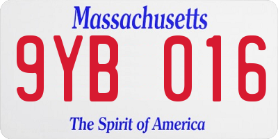 MA license plate 9YB016