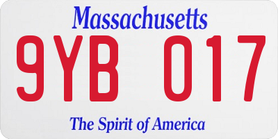 MA license plate 9YB017