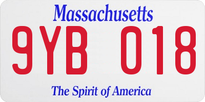 MA license plate 9YB018