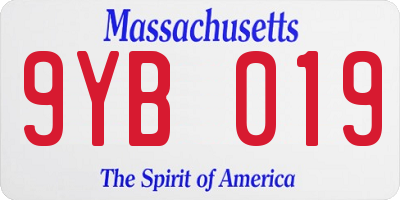 MA license plate 9YB019