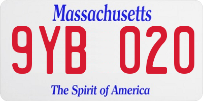 MA license plate 9YB020