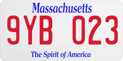 MA license plate 9YB023