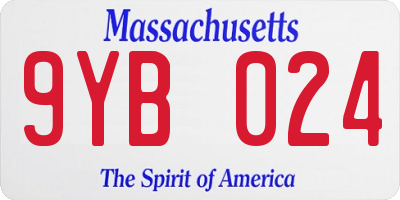 MA license plate 9YB024