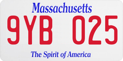 MA license plate 9YB025