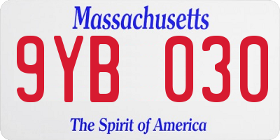 MA license plate 9YB030