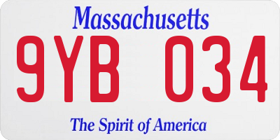 MA license plate 9YB034