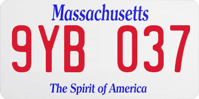 MA license plate 9YB037