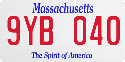 MA license plate 9YB040