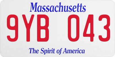 MA license plate 9YB043