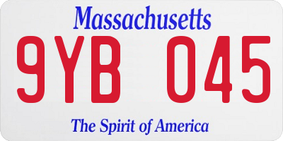 MA license plate 9YB045