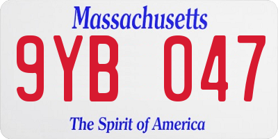MA license plate 9YB047