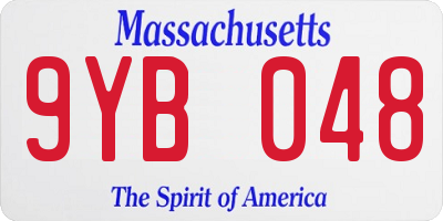MA license plate 9YB048