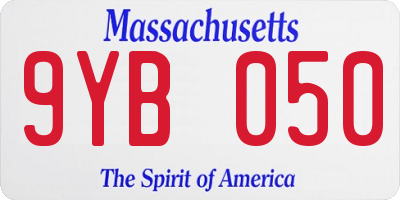 MA license plate 9YB050