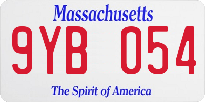 MA license plate 9YB054